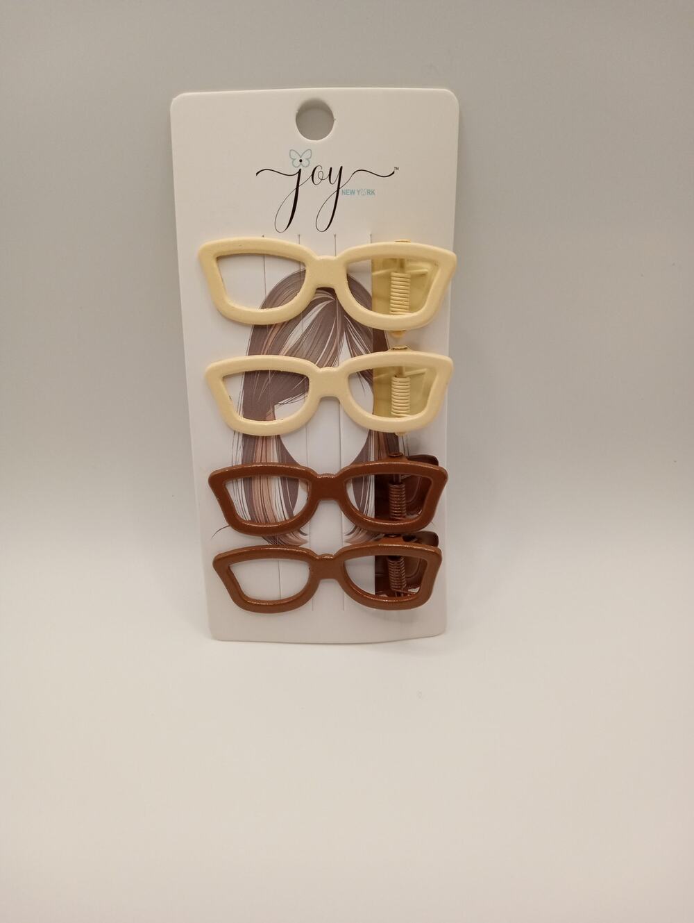 4 pack of Hair Clips Barrettes Sunglasses Glasses Style Beige Brown 880-884